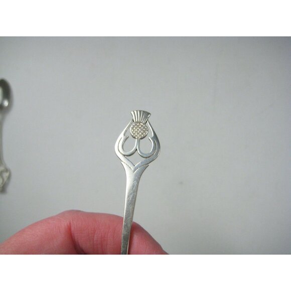 Set Of 4 Vintage Silver Teaspoons Thistle Design Signed - Picture 8 of 11